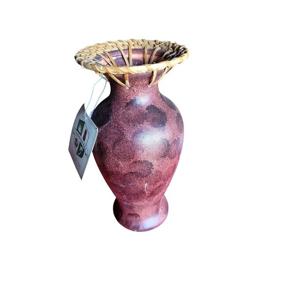 vintage greenbrier tradewind bay terra cotta with bamboo accent vase 8"h x 3.75" - Picture 7 of 11